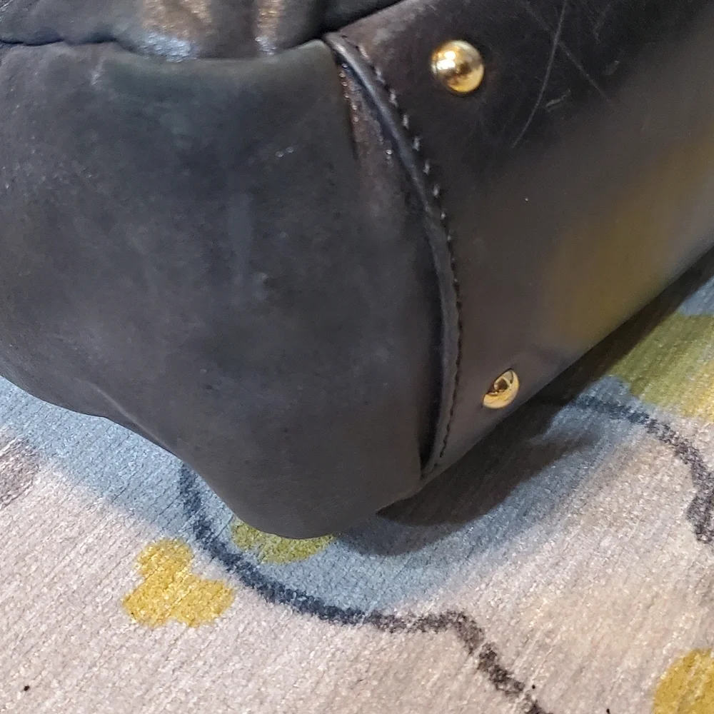 HOBO THE ORIGINAL TOTE BAG Two Tone Color Of Cow Leather ⚜️💚💙⚜️ - Picture 10 of 13